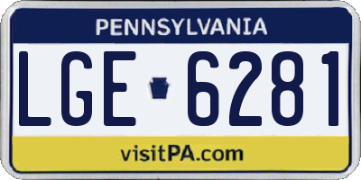 PA license plate LGE6281