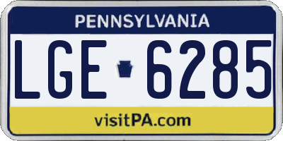 PA license plate LGE6285