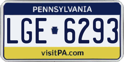 PA license plate LGE6293