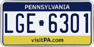 PA license plate LGE6301