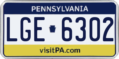 PA license plate LGE6302