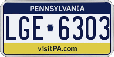 PA license plate LGE6303