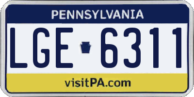 PA license plate LGE6311