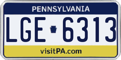 PA license plate LGE6313
