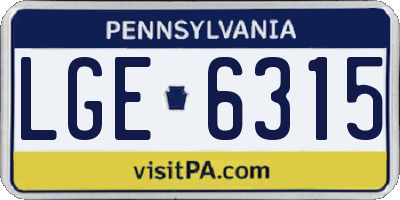 PA license plate LGE6315