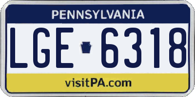 PA license plate LGE6318