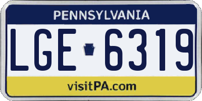 PA license plate LGE6319