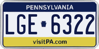 PA license plate LGE6322
