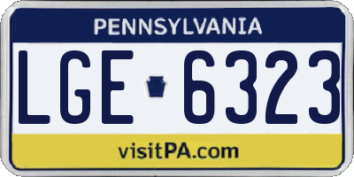 PA license plate LGE6323