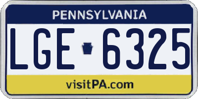 PA license plate LGE6325