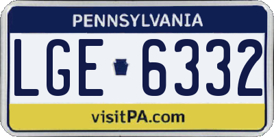 PA license plate LGE6332