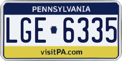 PA license plate LGE6335