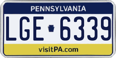 PA license plate LGE6339
