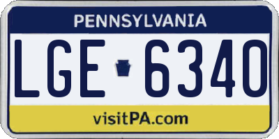 PA license plate LGE6340