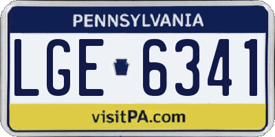 PA license plate LGE6341