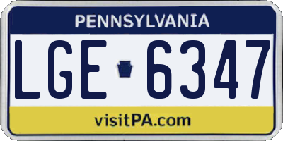 PA license plate LGE6347