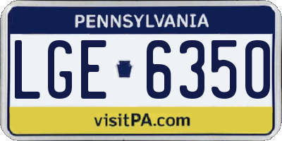 PA license plate LGE6350