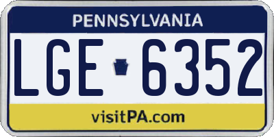 PA license plate LGE6352