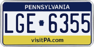 PA license plate LGE6355