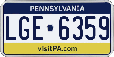 PA license plate LGE6359