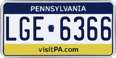 PA license plate LGE6366