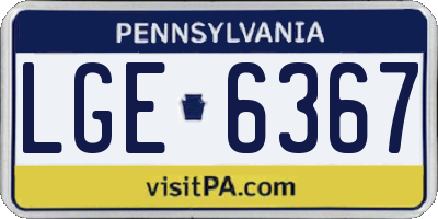 PA license plate LGE6367