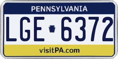 PA license plate LGE6372