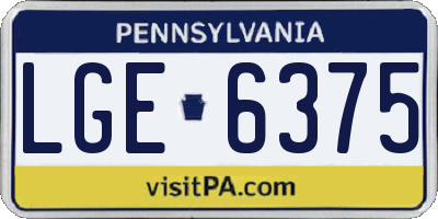 PA license plate LGE6375
