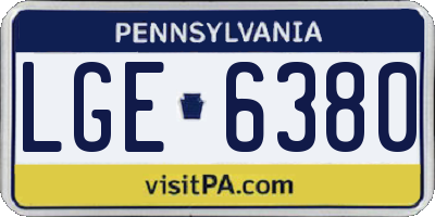 PA license plate LGE6380