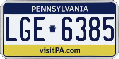 PA license plate LGE6385