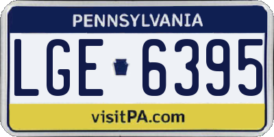 PA license plate LGE6395