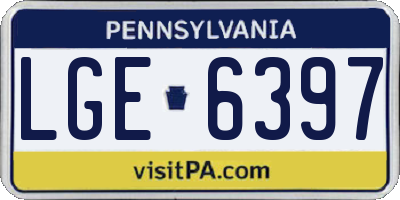 PA license plate LGE6397