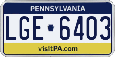PA license plate LGE6403