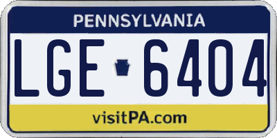 PA license plate LGE6404