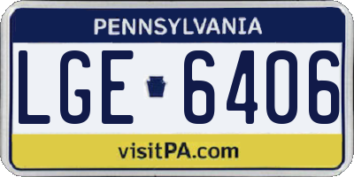 PA license plate LGE6406