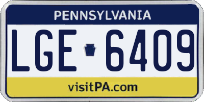 PA license plate LGE6409