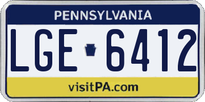 PA license plate LGE6412
