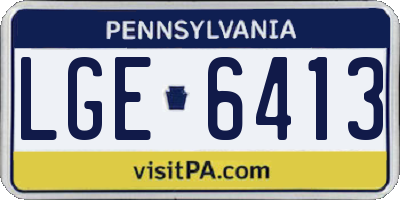 PA license plate LGE6413