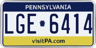 PA license plate LGE6414