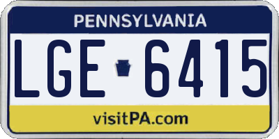 PA license plate LGE6415