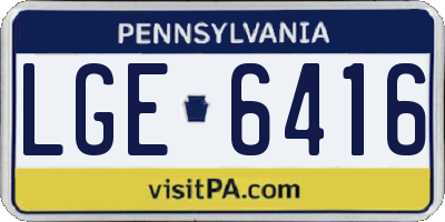 PA license plate LGE6416