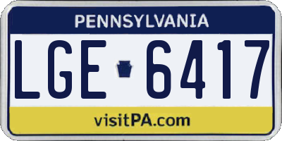 PA license plate LGE6417