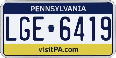 PA license plate LGE6419