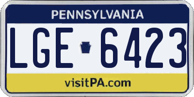 PA license plate LGE6423