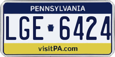 PA license plate LGE6424