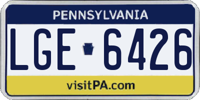 PA license plate LGE6426