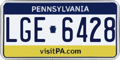 PA license plate LGE6428