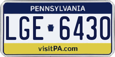 PA license plate LGE6430