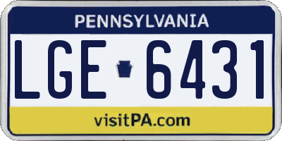PA license plate LGE6431