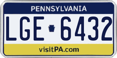 PA license plate LGE6432